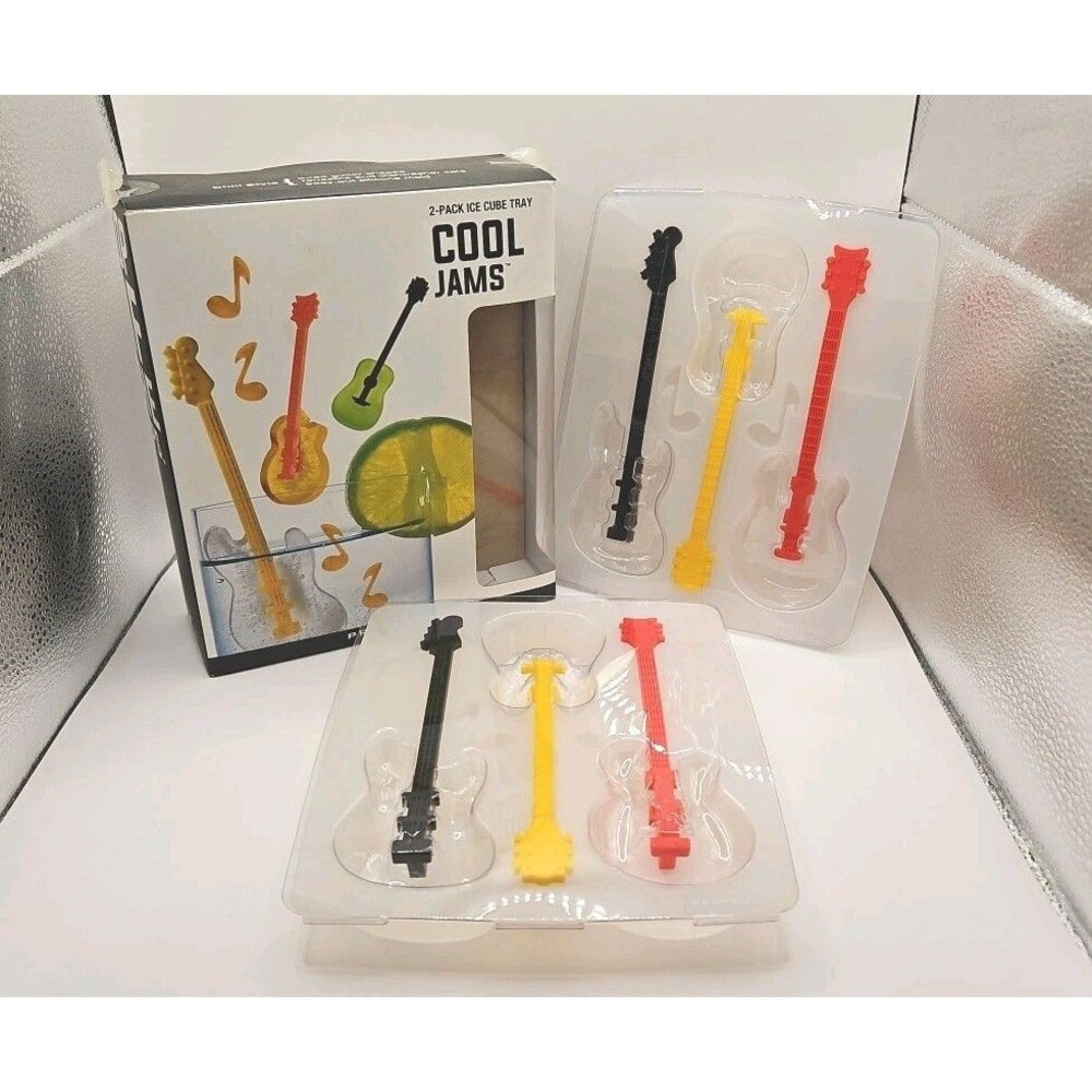 Protocol Cool Jams 2 Pack Guitar Ice Cube Tray New, Open Box Party Favors Drink